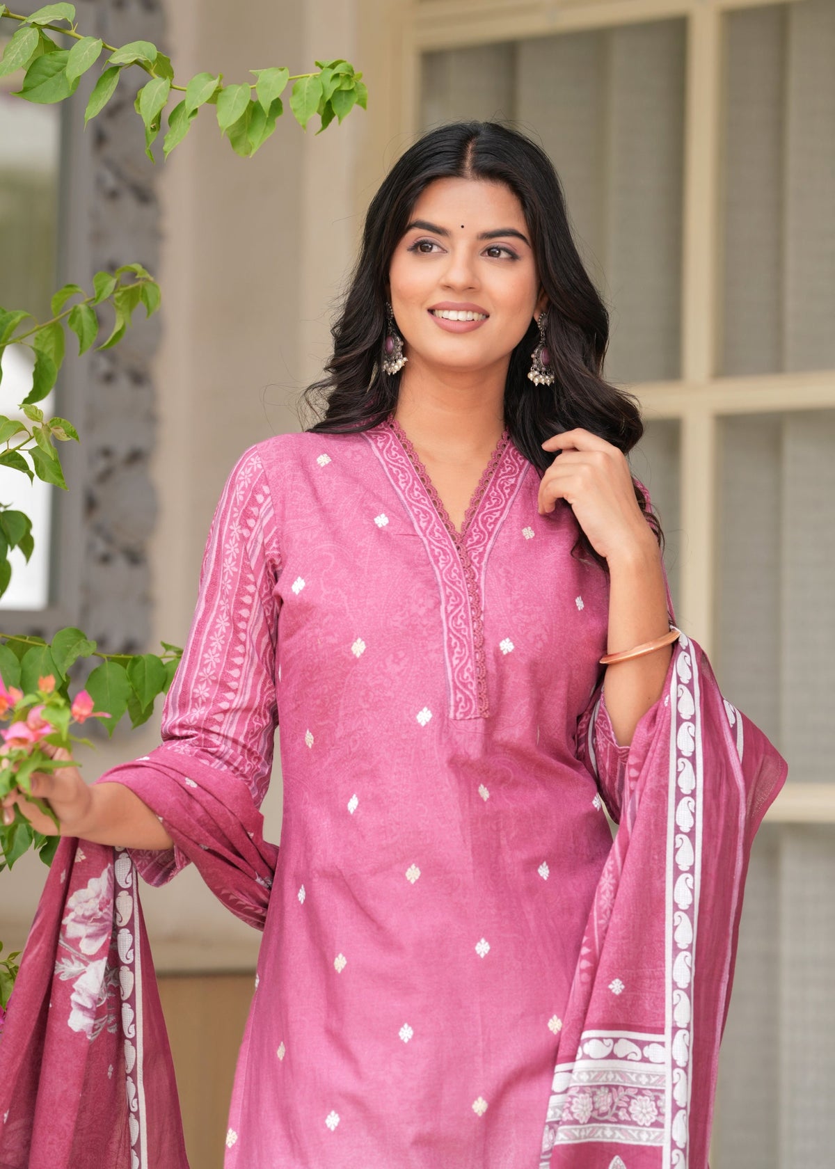 Rangvastra Floral Printed Kurta Pant Dupatta Set