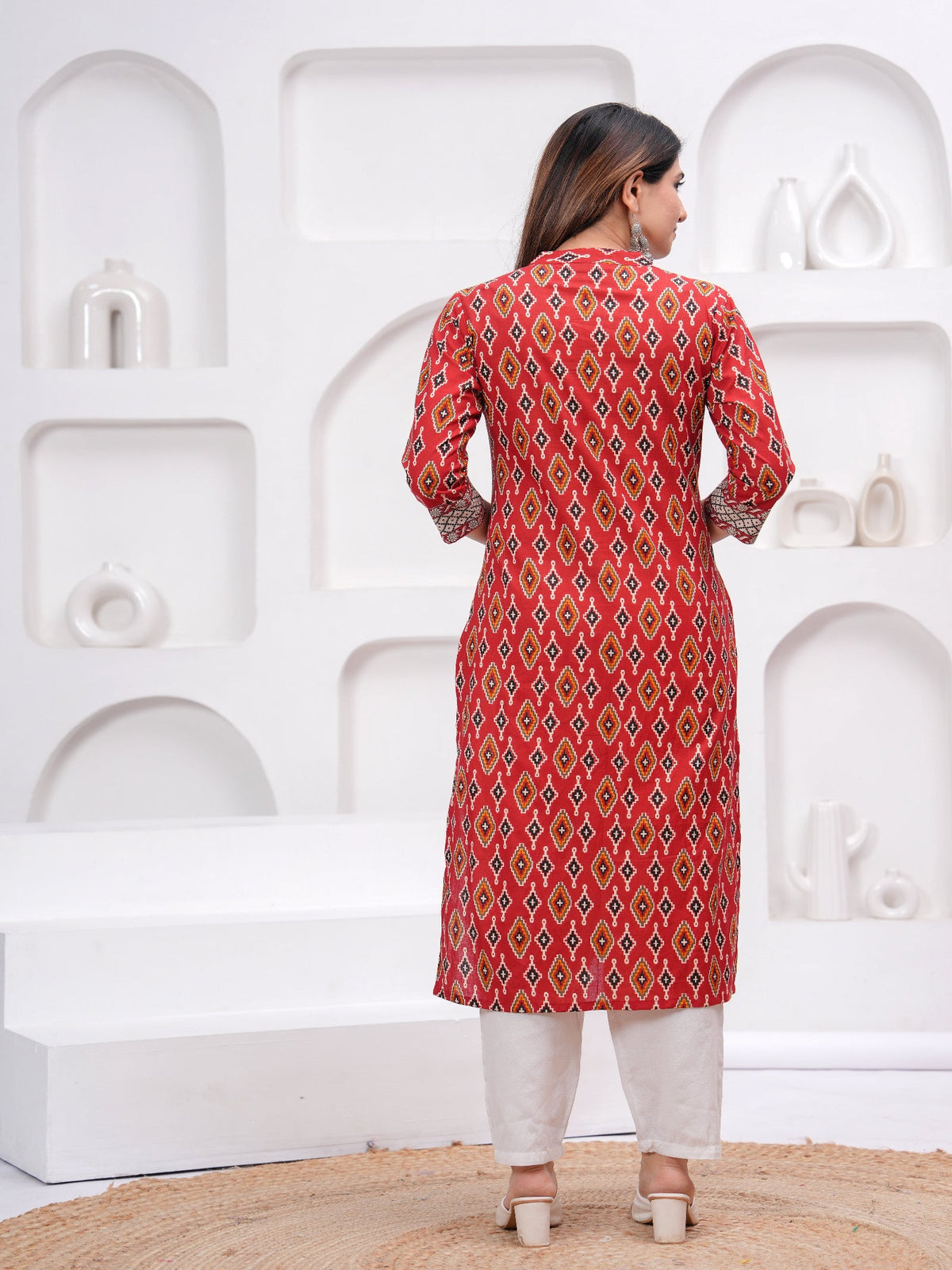Rangvastra  Maroon Cotton Printed Kurta Set.