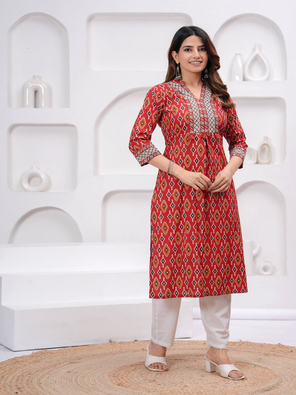 Rangvastra  Maroon Cotton Printed Kurta Set.