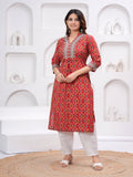 Rangvastra  Maroon Cotton Printed Kurta Set.