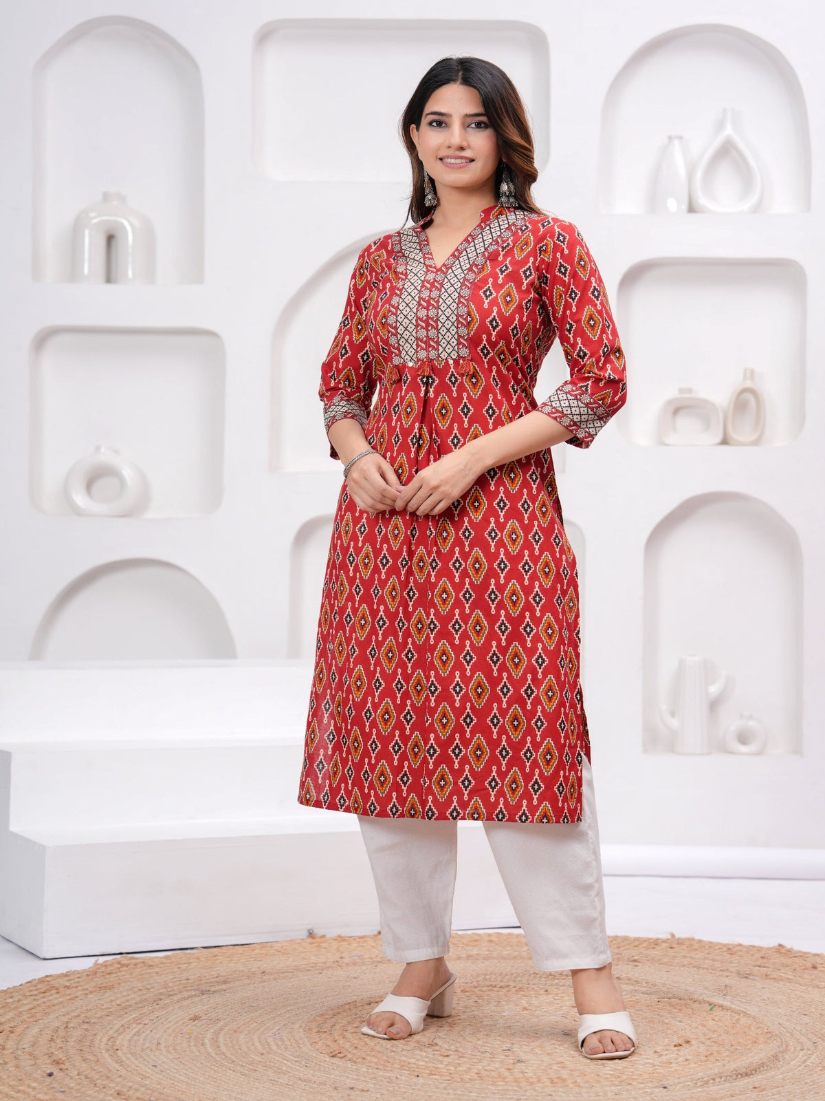 Rangvastra  Maroon Cotton Printed Kurta Set.