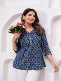 Rangvastra Blue Cotton Printed Top
