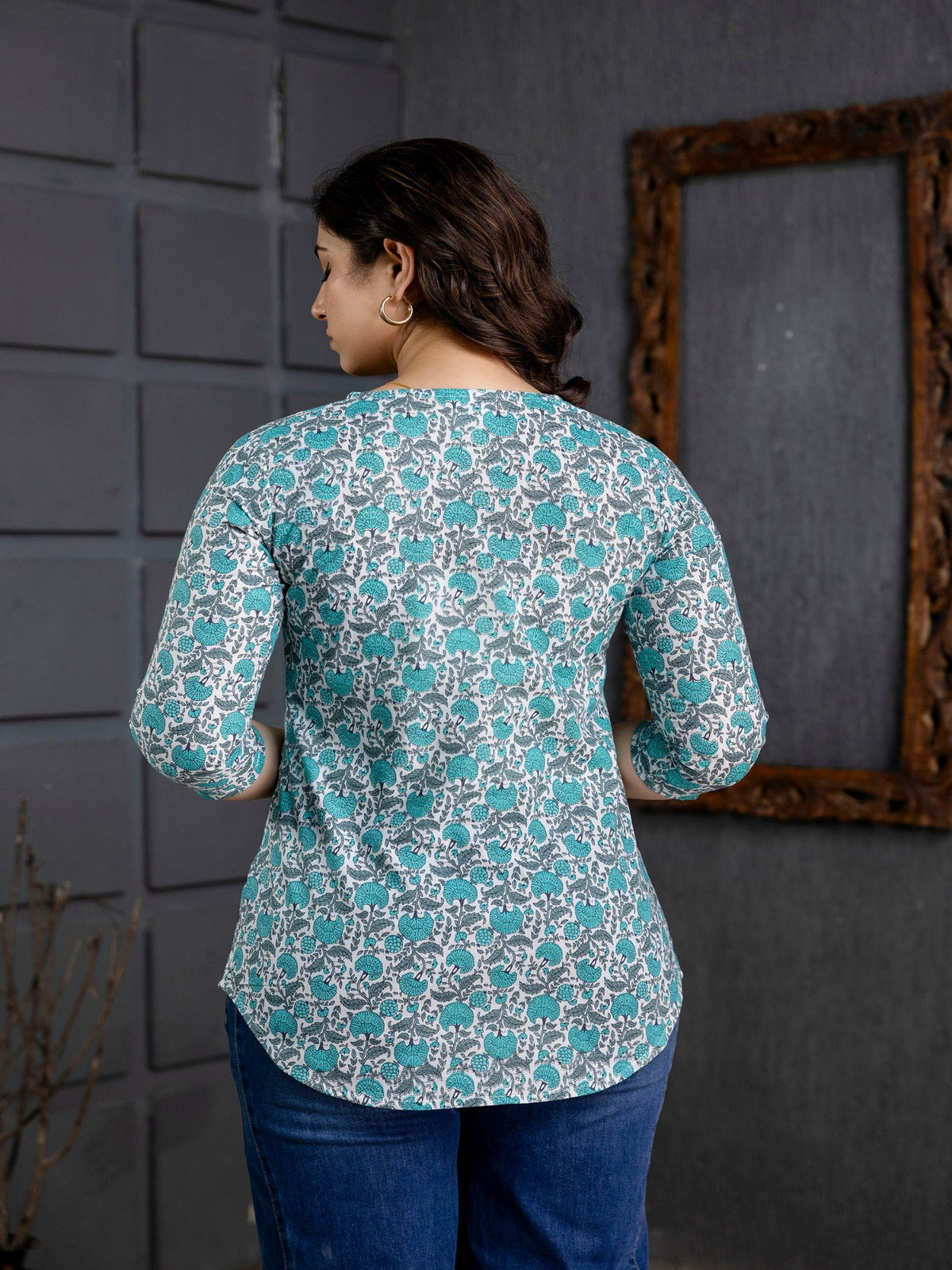 Rangvastra Green Cotton Printed Top