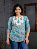 Rangvastra Green Cotton Printed Top