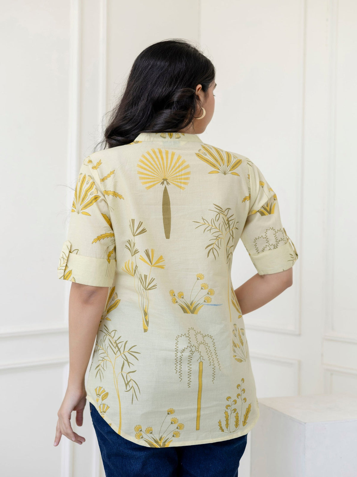 Rangvastra Yellow Cotton Printed Top
