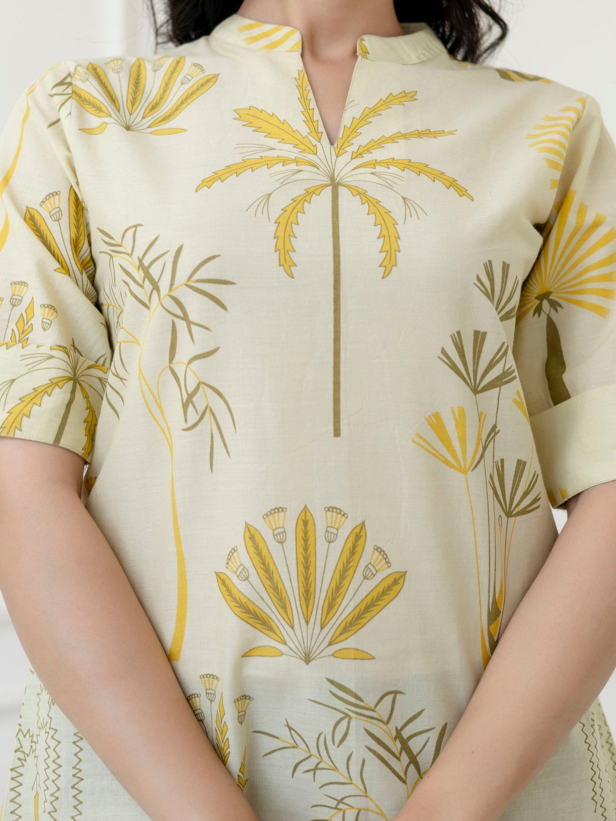 Rangvastra Yellow Cotton Printed Top