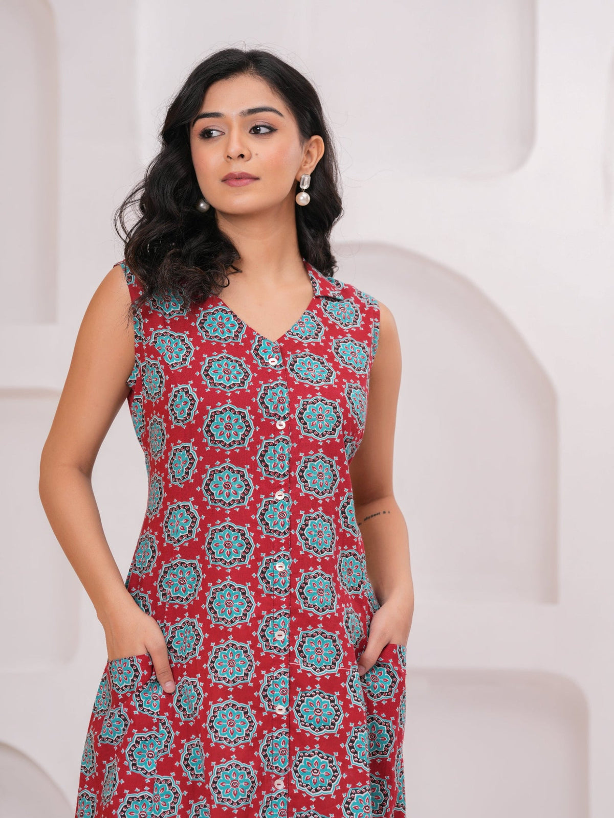 Rangvastra Cotton Red Printed Kurta