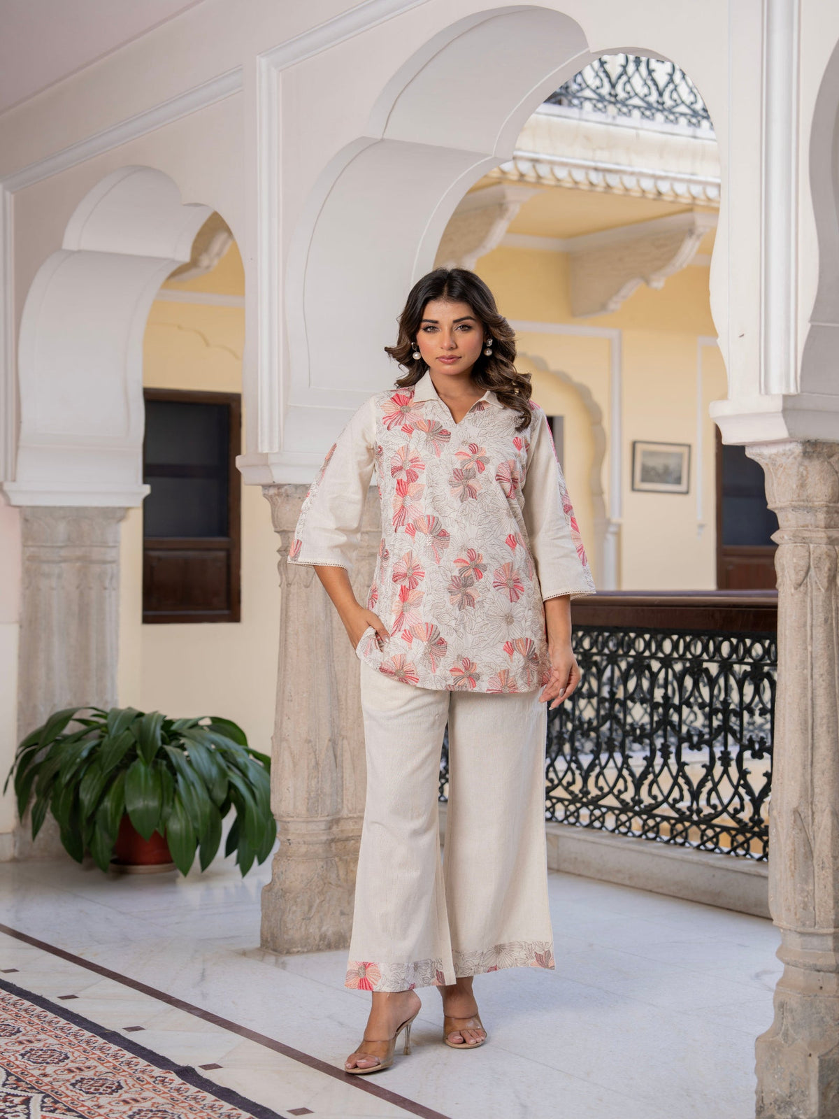 Rangvastra Off White Embroidered Printed Co-ords Set