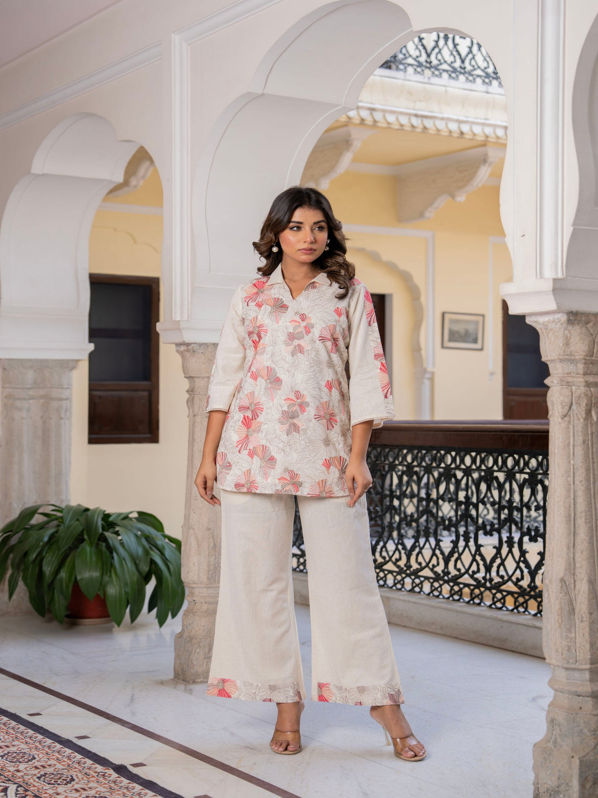 Rangvastra Off White Embroidered Printed Co-ords Set