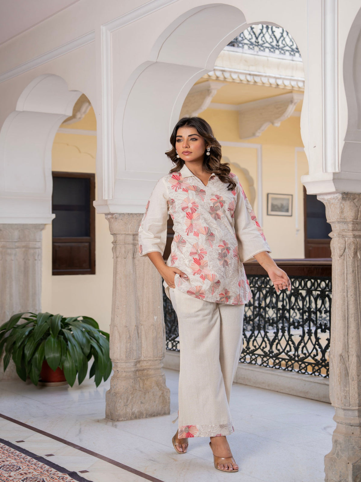 Rangvastra Off White Embroidered Printed Co-ords Set
