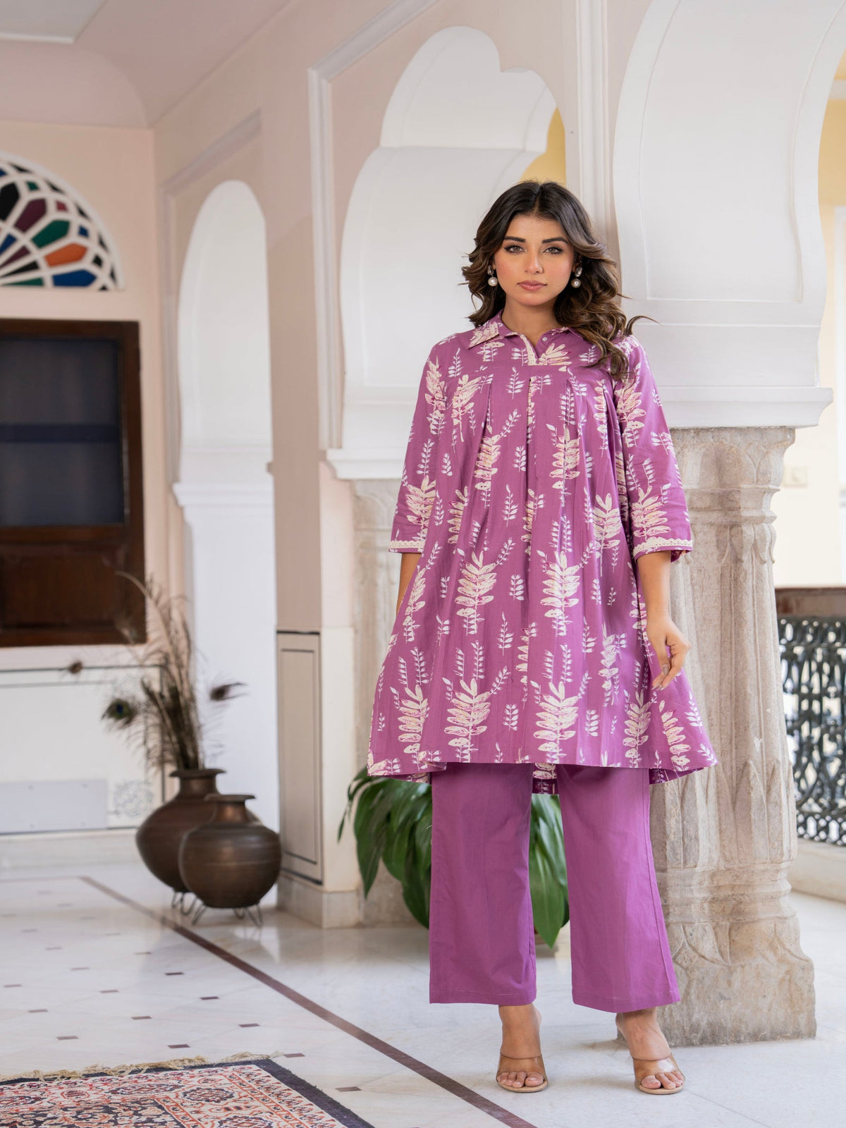 Rangvastra Purple Floral Printed Co-ords Set