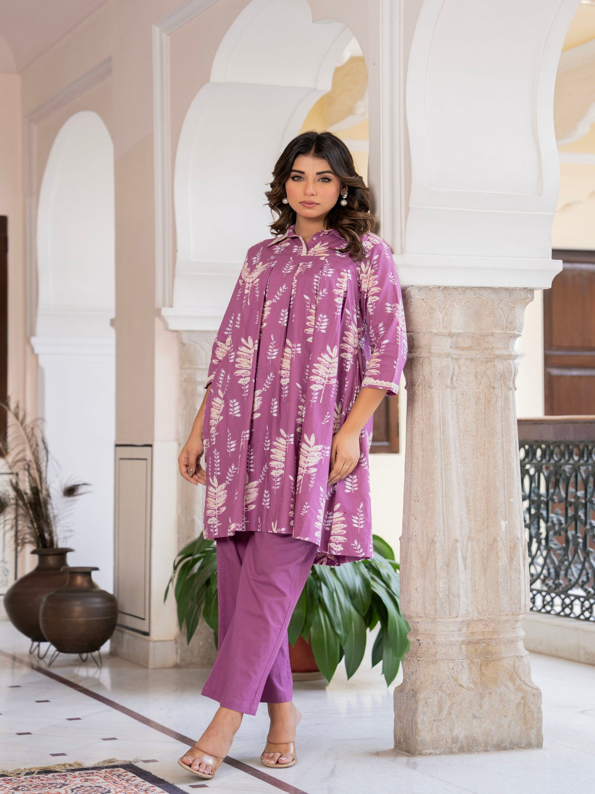 Rangvastra Purple Floral Printed Co-ords Set