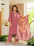 Rangvastra  Rose Pink Modal Chanderi Kurta Pant Duptta Set