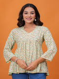 Maluka Women Reyon Green Floral Printed Top