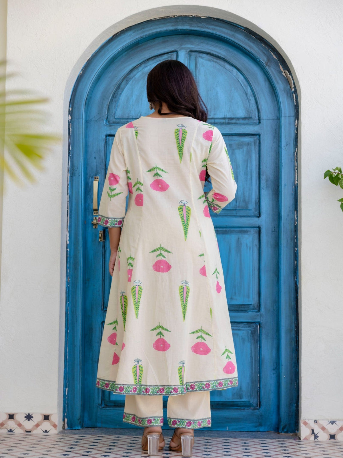 Rangvastra  Off White Cotton Kurta Pant Duptta Set