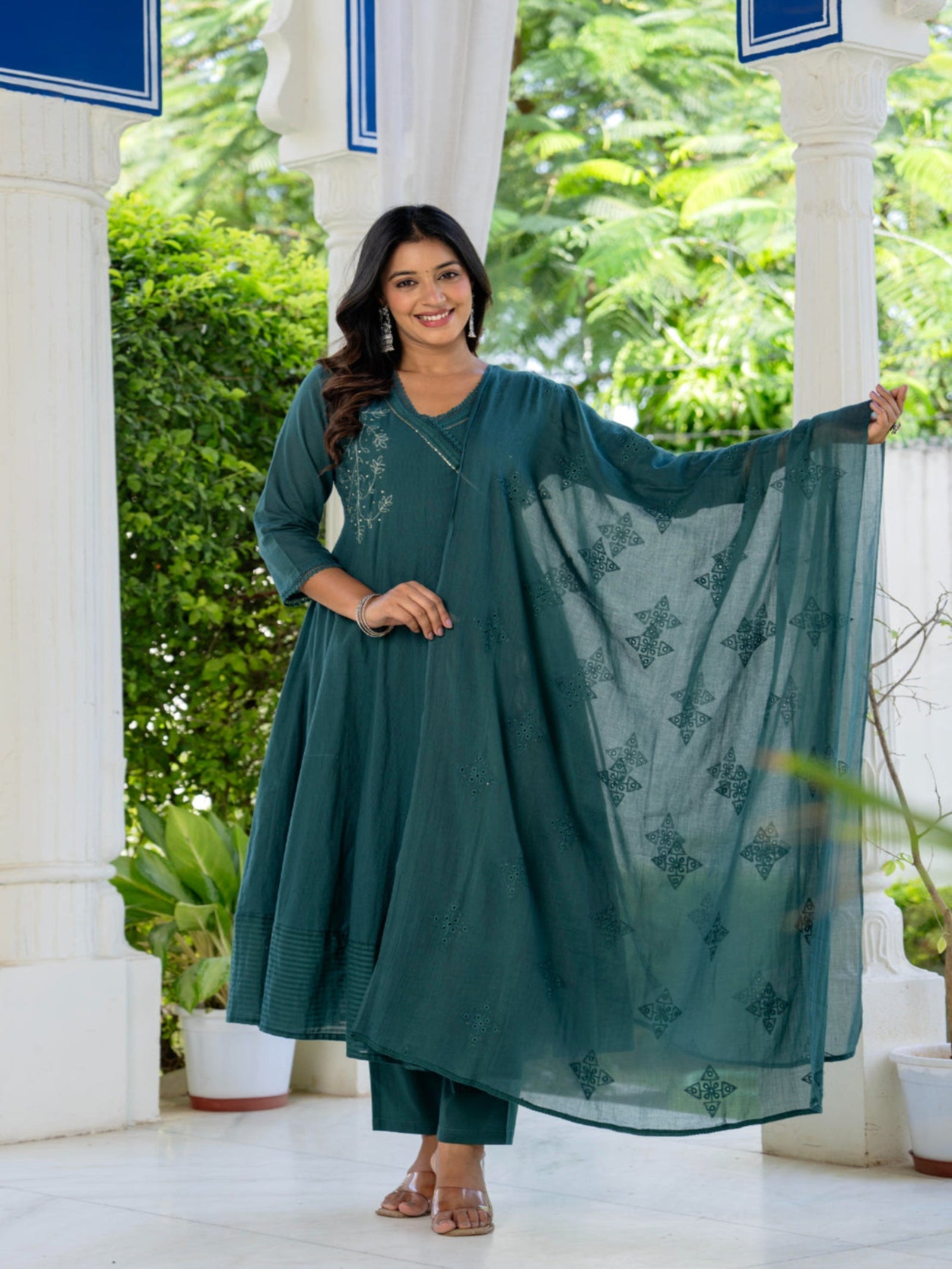 Maluka Women Cotton Kurta Pant Duptta Set