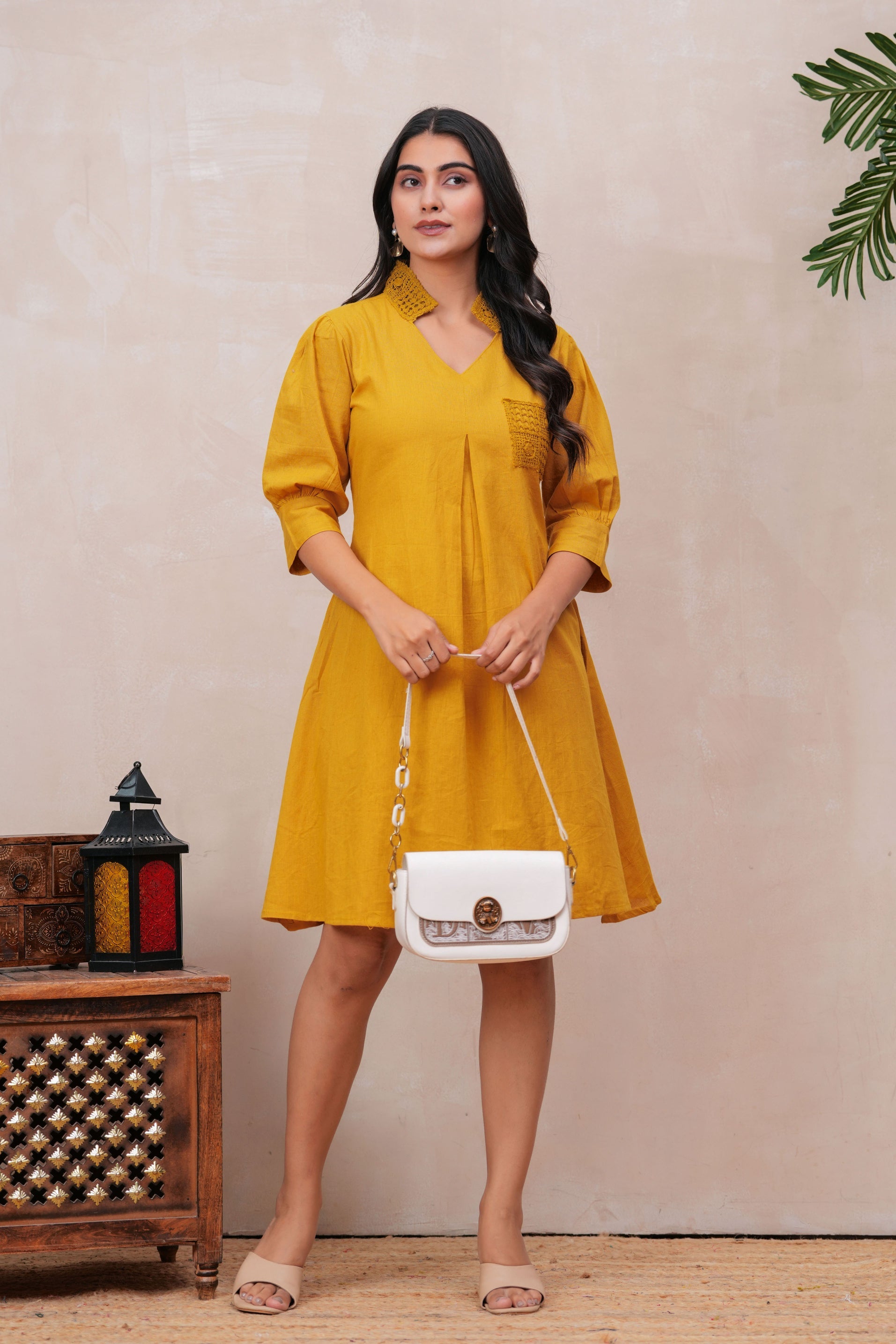 Maluka Women Cotton Mustard Printed Kurta